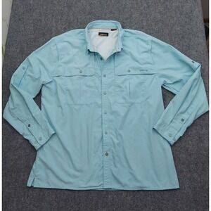 Orvis Fishing Shirt XL Blue Button Up Long Sleeve Vented Nylon Pockets Caster